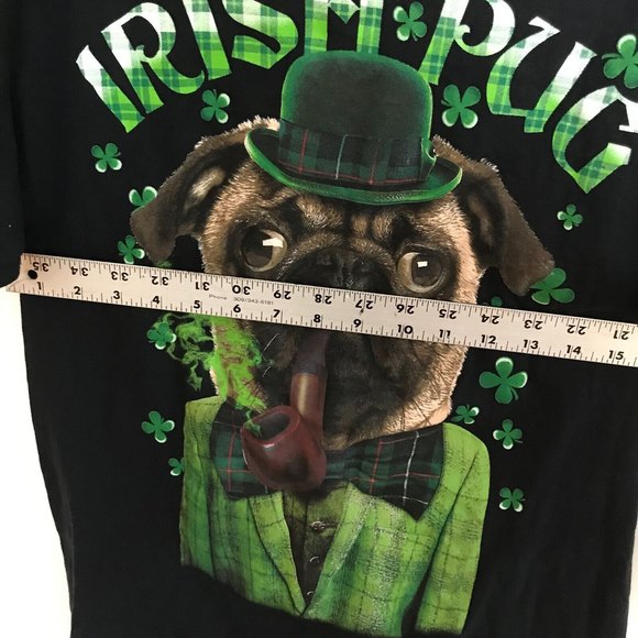 Lucky Irish Pug Women's T Shirt Size Medium Black Saint Patrick's Day Dog - Picture 4 of 10